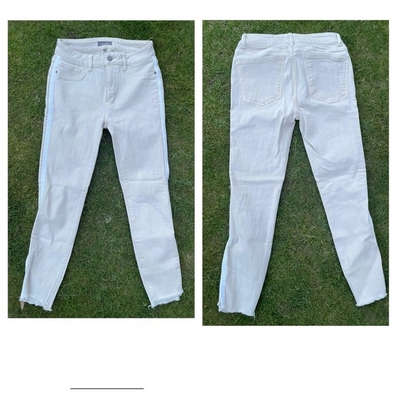 DL1961 Jeans Size 27 Margaux Instasculpt Ankle Skinny Ivory Stripe Pants - Picture 1 of 2